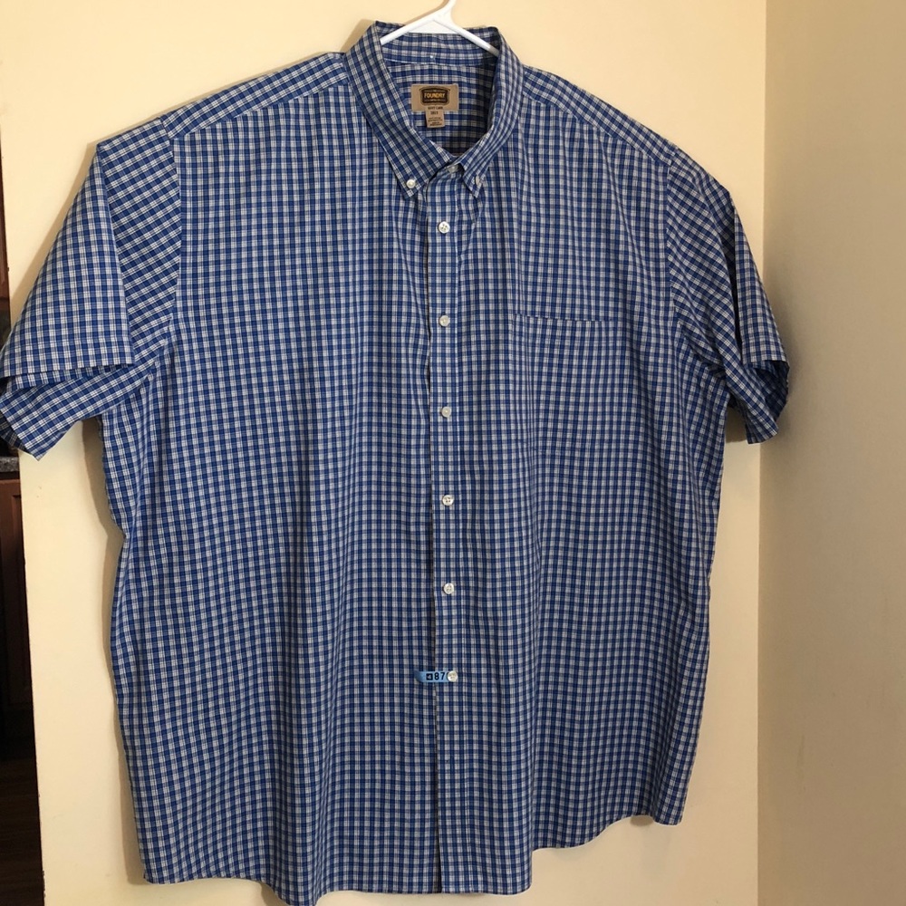 Foundry 3XLT Blue Plaid SS TALL Casual Shirt